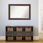 41" x 29" Wildwood Framed Beveled Wall Mirror, Brown Distressed Rustic Finish