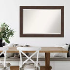 41" x 29" Wildwood Framed Beveled Wall Mirror, Brown Distressed Rustic Finish