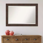 41" x 29" Wildwood Framed Beveled Wall Mirror, Brown Distressed Rustic Finish