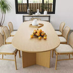 79" Farmhouse Large Oval Dining Table for 6-8 People with V-Shaped Legs, Yellow Wood Grain