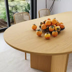 79" Farmhouse Large Oval Dining Table for 6-8 People with V-Shaped Legs, Yellow Wood Grain