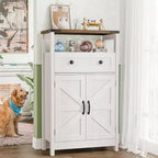 Bathroom Storage Cabinet with Barn Doors, Drawers & Open Shelf, Wood Composite Organizer