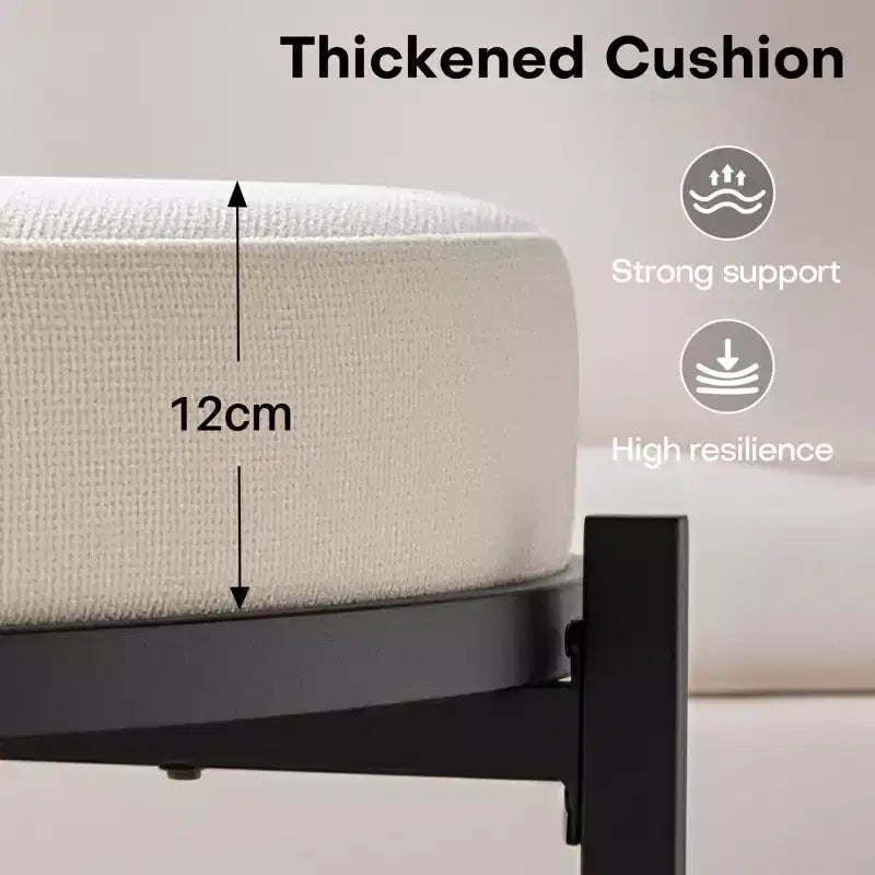 4.5" Round Chenille Storage Ottoman, 3-in-1 Coffee Table & Footrest with Metal Legs, 300 LBS