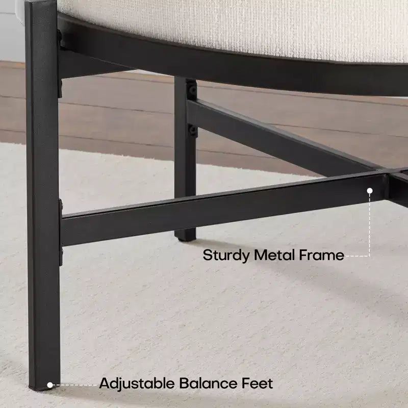 4.5" Round Chenille Storage Ottoman, 3-in-1 Coffee Table & Footrest with Metal Legs, 300 LBS