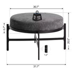 4.5" Round Chenille Storage Ottoman, 3-in-1 Coffee Table & Footrest with Metal Legs, 300 LBS