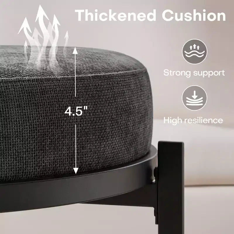 4.5" Round Chenille Storage Ottoman, 3-in-1 Coffee Table & Footrest with Metal Legs, 300 LBS