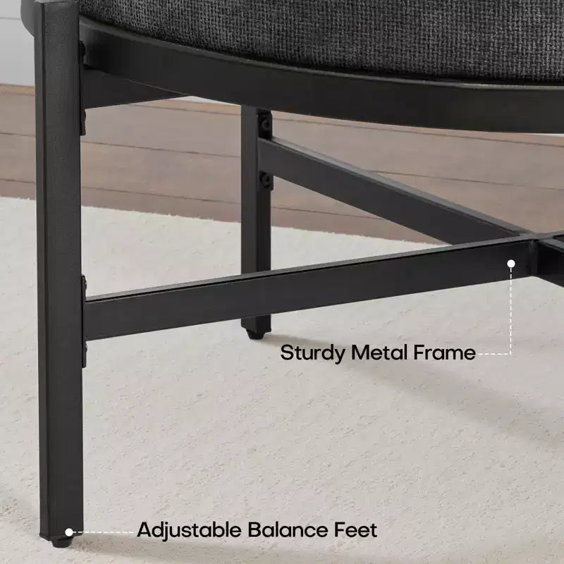 4.5" Round Chenille Storage Ottoman, 3-in-1 Coffee Table & Footrest with Metal Legs, 300 LBS