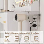 45.9" Vanity Desk with Large Mirror, Lights, 3 Lighting Modes, Power Outlet & 8 Drawers, White