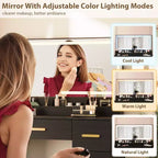 45.9" Vanity Desk with Large Mirror, Lights, 3 Lighting Modes, Power Outlet & 8 Drawers, White