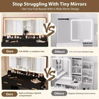 45.9" Vanity Desk with Large Mirror, Lights, 3 Lighting Modes, Power Outlet & 8 Drawers, White