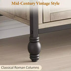 65" Rustic Grey TV Stand, Mid-Century Modern Entertainment Center with Adjustable Shelves, Fits 75" TVs