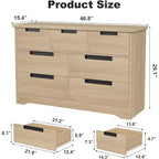7-Drawer Wood Dresser Chest with Embedded Handles, Organizer for Living Room, Nursery & Entryway