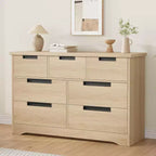 7-Drawer Wood Dresser Chest with Embedded Handles, Organizer for Living Room, Nursery & Entryway