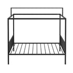 3-in-1 Convertible Montessori Metal Floor Bed with Fence Guardrails & Canopy Frame, Twin/Full