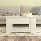 High Gloss White Lift-Top Coffee Table with Concealed Storage, Convertible Engineered Wood