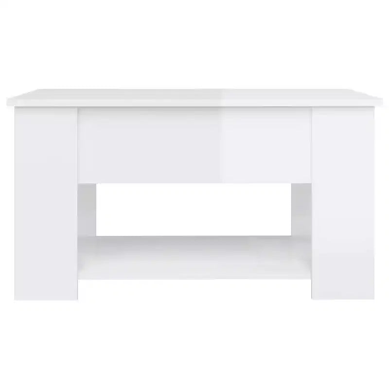 High Gloss White Lift-Top Coffee Table with Concealed Storage, Convertible Engineered Wood