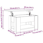 High Gloss White Lift-Top Coffee Table with Concealed Storage, Convertible Engineered Wood
