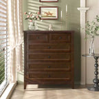 Solid Wood Buffet Cabinet with Retro Round Handles, 160 LBS Capacity Console Table for Dining & Living Room