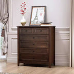Solid Wood Buffet Cabinet with Retro Round Handles, 160 LBS Capacity Console Table for Dining & Living Room