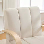 Mid-Century Upholstered Swivel Lounge Chair with Solid Wood Armrests, Accent Chair for Living Room