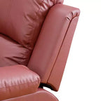 Electric 3-Seat Power Reclining Sofa with Reversible Coffee Table, Leather Upholstery, Red