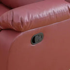 Electric 3-Seat Power Reclining Sofa with Reversible Coffee Table, Leather Upholstery, Red