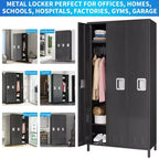 3-Door Metal Locker with 9 Hooks & 3 Shelves, 72" Steel Storage Locker for Home, Office, Gym & School