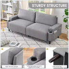 81" 3-Seater Comfort Loveseat Sofa with Cup Holders, Storage Pockets & Deep Cushions, Living Room