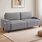 81" 3-Seater Comfort Loveseat Sofa with Cup Holders, Storage Pockets & Deep Cushions, Living Room