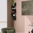 5-Tier Zig Zag Floating Corner Wall Bookshelf, 40" Tall, Space-Saving Storage for Living Room & Bedroom