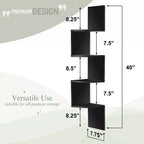 5-Tier Zig Zag Floating Corner Wall Bookshelf, 40" Tall, Space-Saving Storage for Living Room & Bedroom