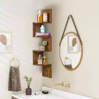 5-Tier Zig Zag Floating Corner Wall Bookshelf, 40" Tall, Space-Saving Storage for Living Room & Bedroom