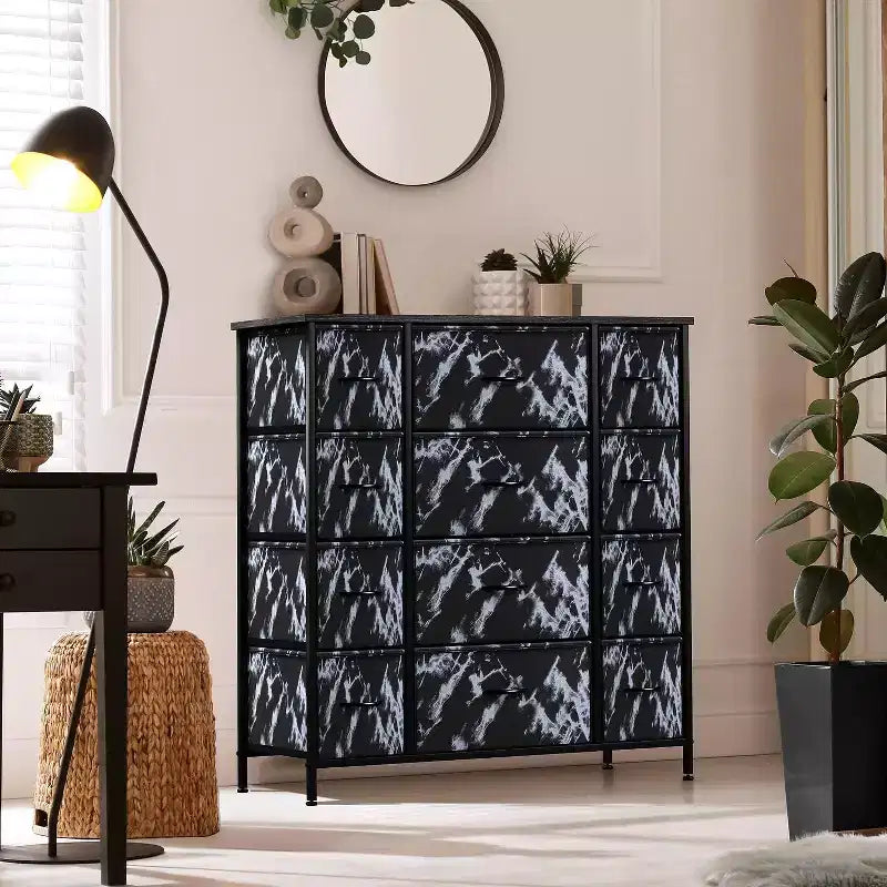 12-Drawer Dresser Chest Organizer with Steel Frame & Wood Top, Large Storage for Bedroom & Nursery