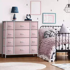 12-Drawer Dresser Chest Organizer with Steel Frame & Wood Top, Large Storage for Bedroom & Nursery