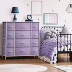 12-Drawer Dresser Chest Organizer with Steel Frame & Wood Top, Large Storage for Bedroom & Nursery