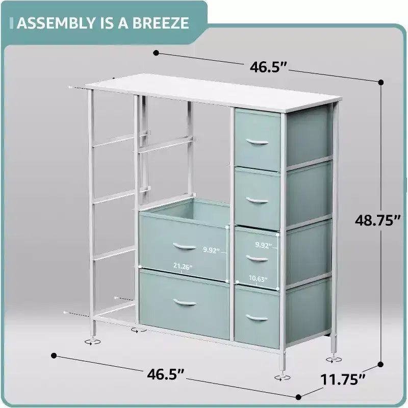 12-Drawer Dresser Chest Organizer with Steel Frame & Wood Top, Large Storage for Bedroom & Nursery