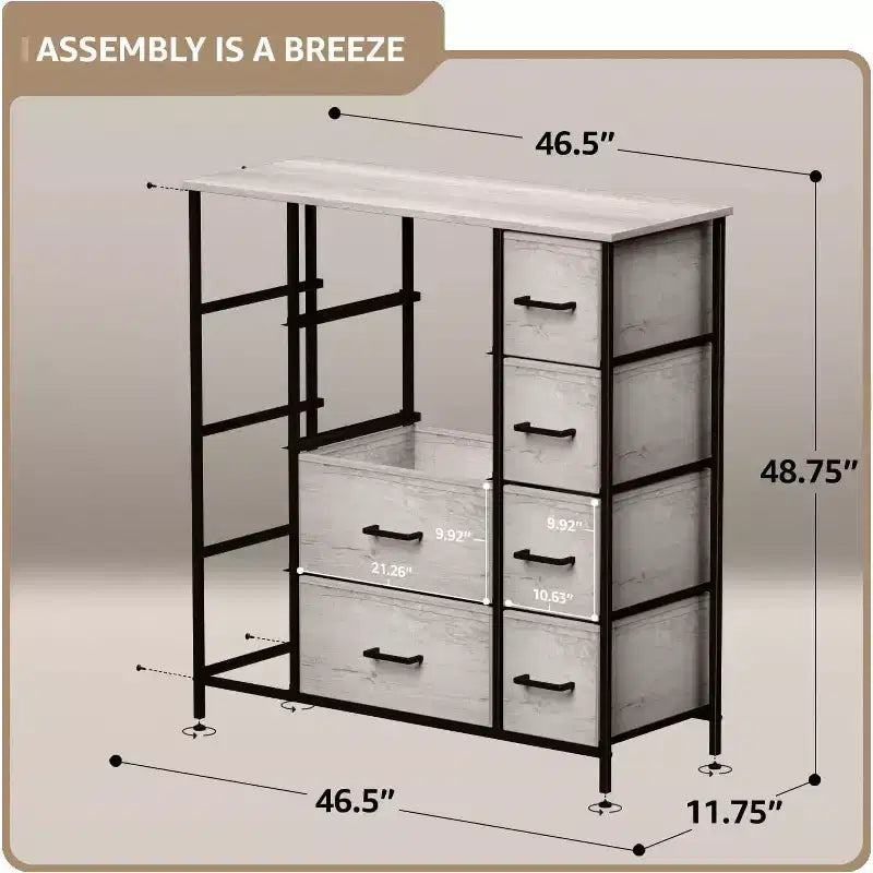 12-Drawer Dresser Chest Organizer with Steel Frame & Wood Top, Large Storage for Bedroom & Nursery
