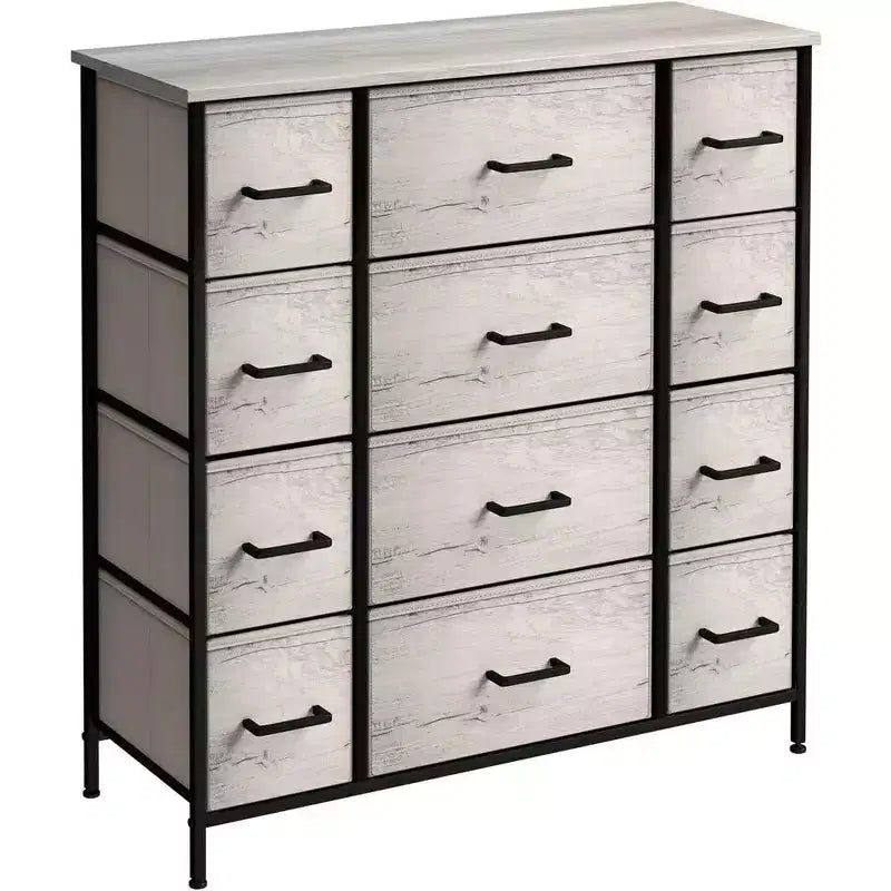 12-Drawer Dresser Chest Organizer with Steel Frame & Wood Top, Large Storage for Bedroom & Nursery