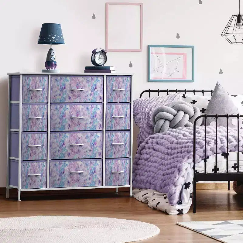 12-Drawer Dresser Chest Organizer with Steel Frame & Wood Top, Large Storage for Bedroom & Nursery