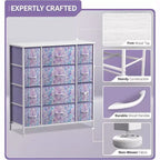 12-Drawer Dresser Chest Organizer with Steel Frame & Wood Top, Large Storage for Bedroom & Nursery