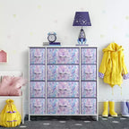 12-Drawer Dresser Chest Organizer with Steel Frame & Wood Top, Large Storage for Bedroom & Nursery