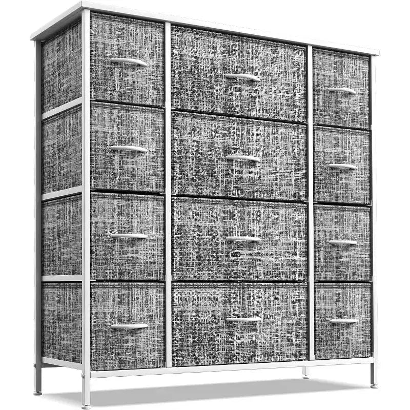 12-Drawer Dresser Chest Organizer with Steel Frame & Wood Top, Large Storage for Bedroom & Nursery