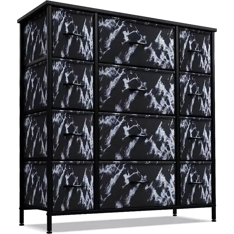 12-Drawer Dresser Chest Organizer with Steel Frame & Wood Top, Large Storage for Bedroom & Nursery