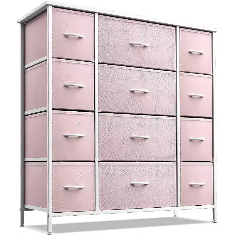 12-Drawer Dresser Chest Organizer with Steel Frame & Wood Top, Large Storage for Bedroom & Nursery