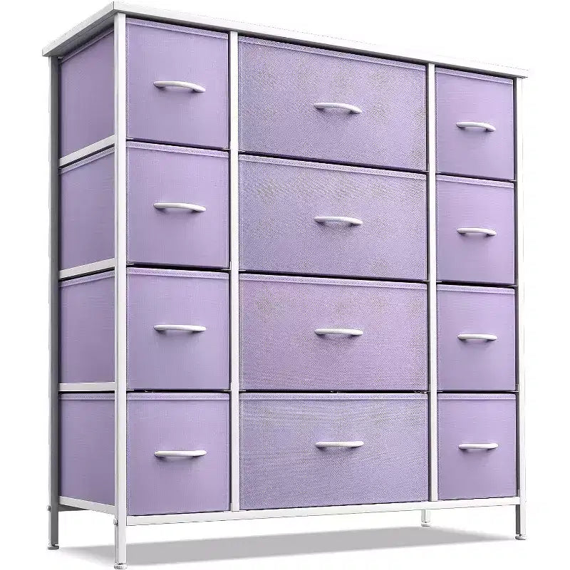 12-Drawer Dresser Chest Organizer with Steel Frame & Wood Top, Large Storage for Bedroom & Nursery