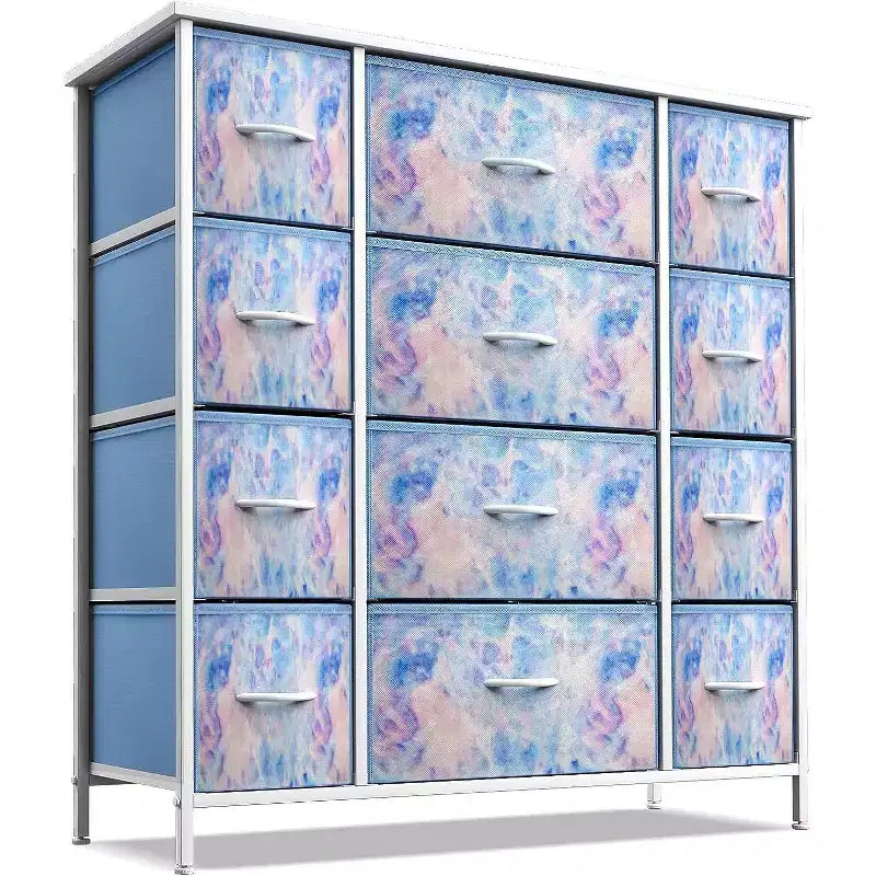 12-Drawer Dresser Chest Organizer with Steel Frame & Wood Top, Large Storage for Bedroom & Nursery