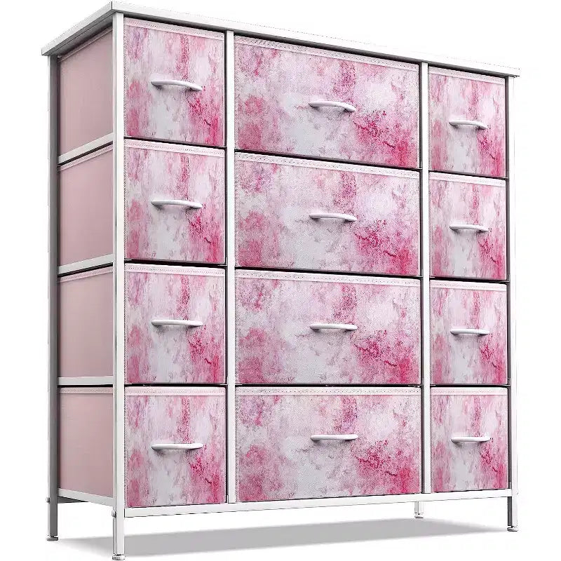 12-Drawer Dresser Chest Organizer with Steel Frame & Wood Top, Large Storage for Bedroom & Nursery