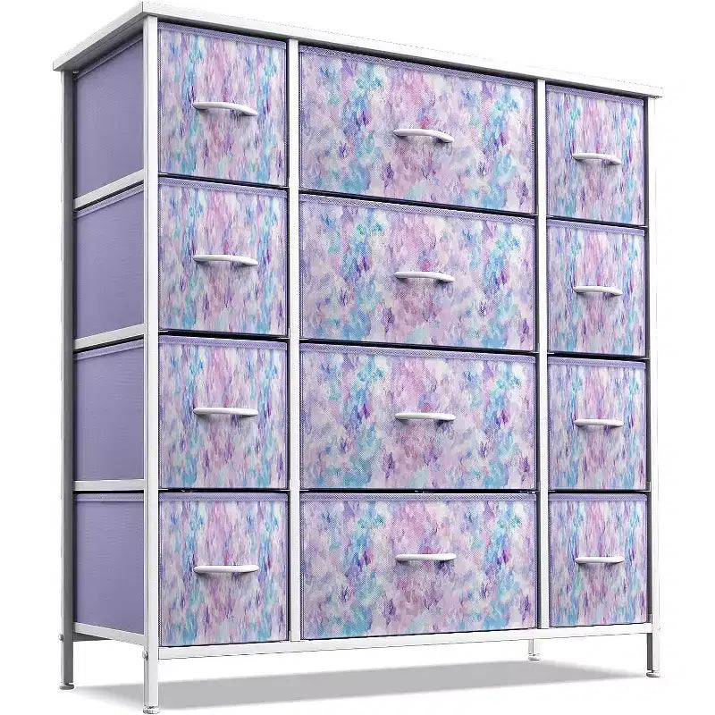 12-Drawer Dresser Chest Organizer with Steel Frame & Wood Top, Large Storage for Bedroom & Nursery