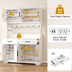 71" LED Kitchen Pantry Cabinet with Power Outlet, Coffee Bar Storage Buffet Hutch & Door Racks