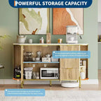 59" Modern Oval Fluted Sideboard Cabinet with 3 Drawers & Adjustable Shelf, Wood Console for Dining Room
